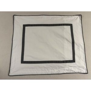 Pottery Barn Morgan Shams 2- Organic Cotton Gray Banded 1 Euro & 1 Standard Sham